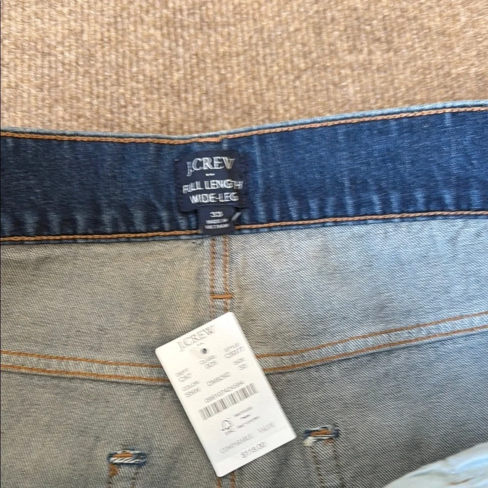 J. Crew Full Length Wide Leg Jeans Button Fly Blue Denim Women Size 33 NWT New